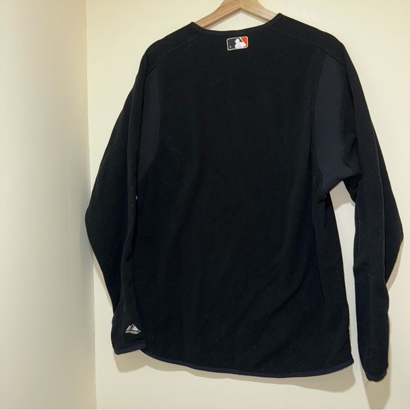 Men’s Vintage Majestic Brand San Francisco Logo Black Fleece Pullover Sweater - Picture 11 of 15